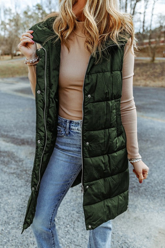 Quilted in Comfort Long Vest in multiple colors