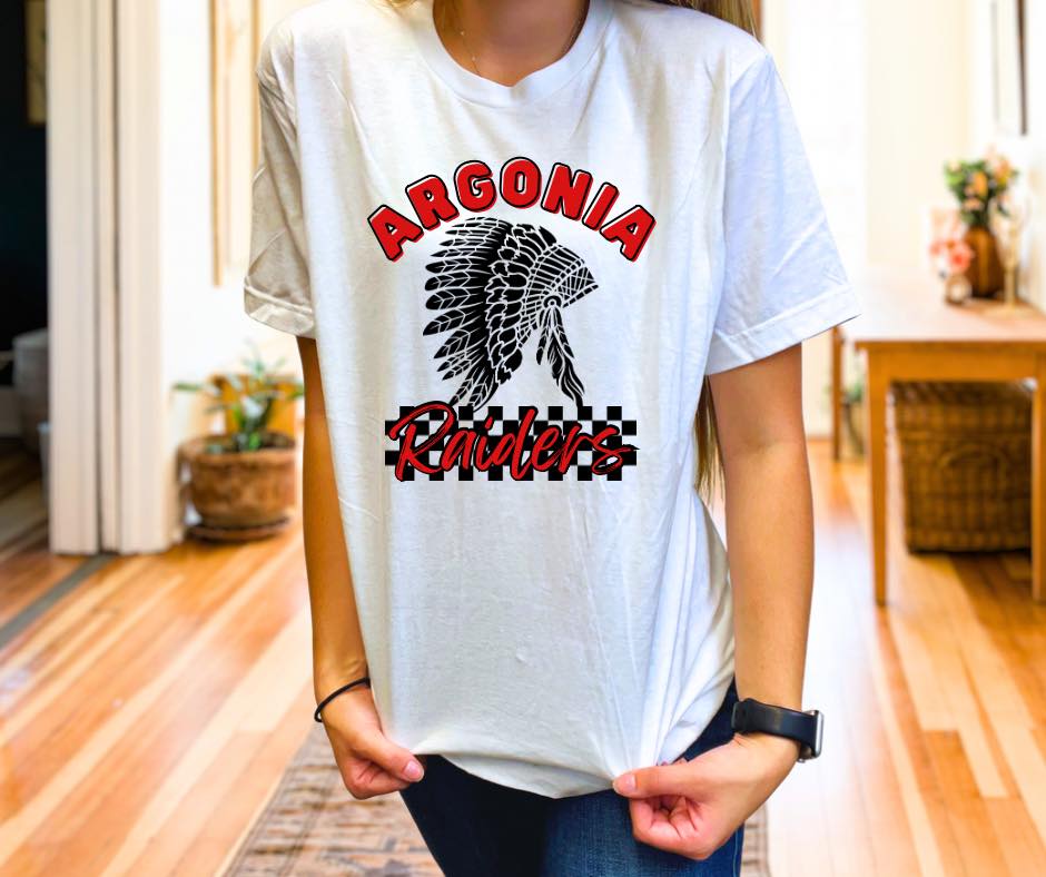 Checkered Raiders, tee in toddler, youth, & adult