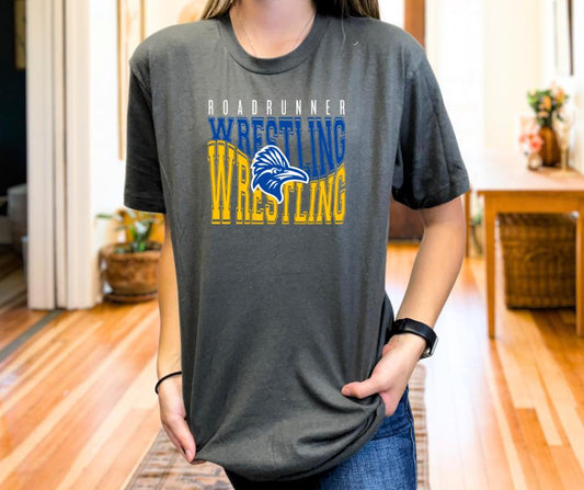 Roadrunner Wrestling, tee in toddler, youth, & adult