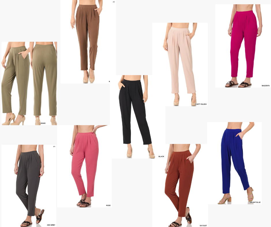 Pleated, Pocketed, Dress Pants in Multiple Colors