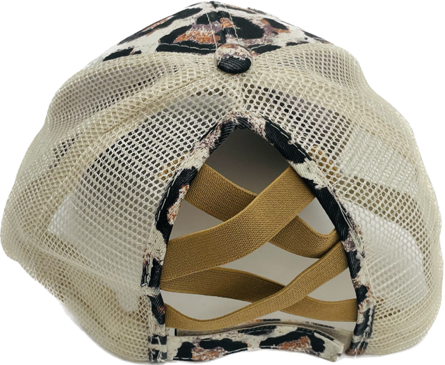 Leopard Print Ponytail Hat