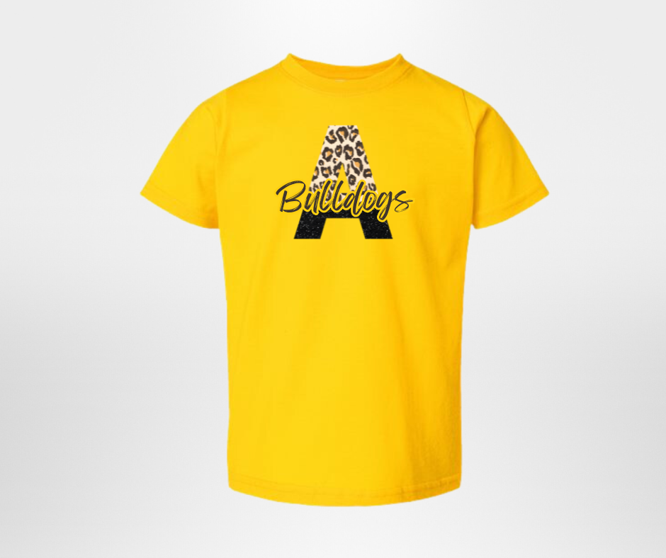 Split A Bulldogs, tee in toddler, youth, & adult