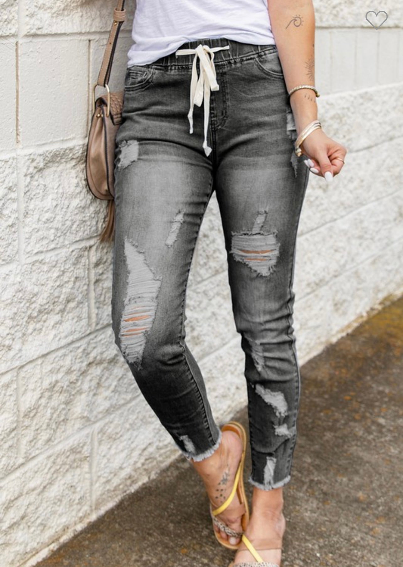 Drawstring Jeans, in grey