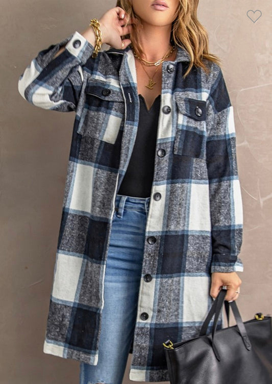 Long Distance, shacket in blue