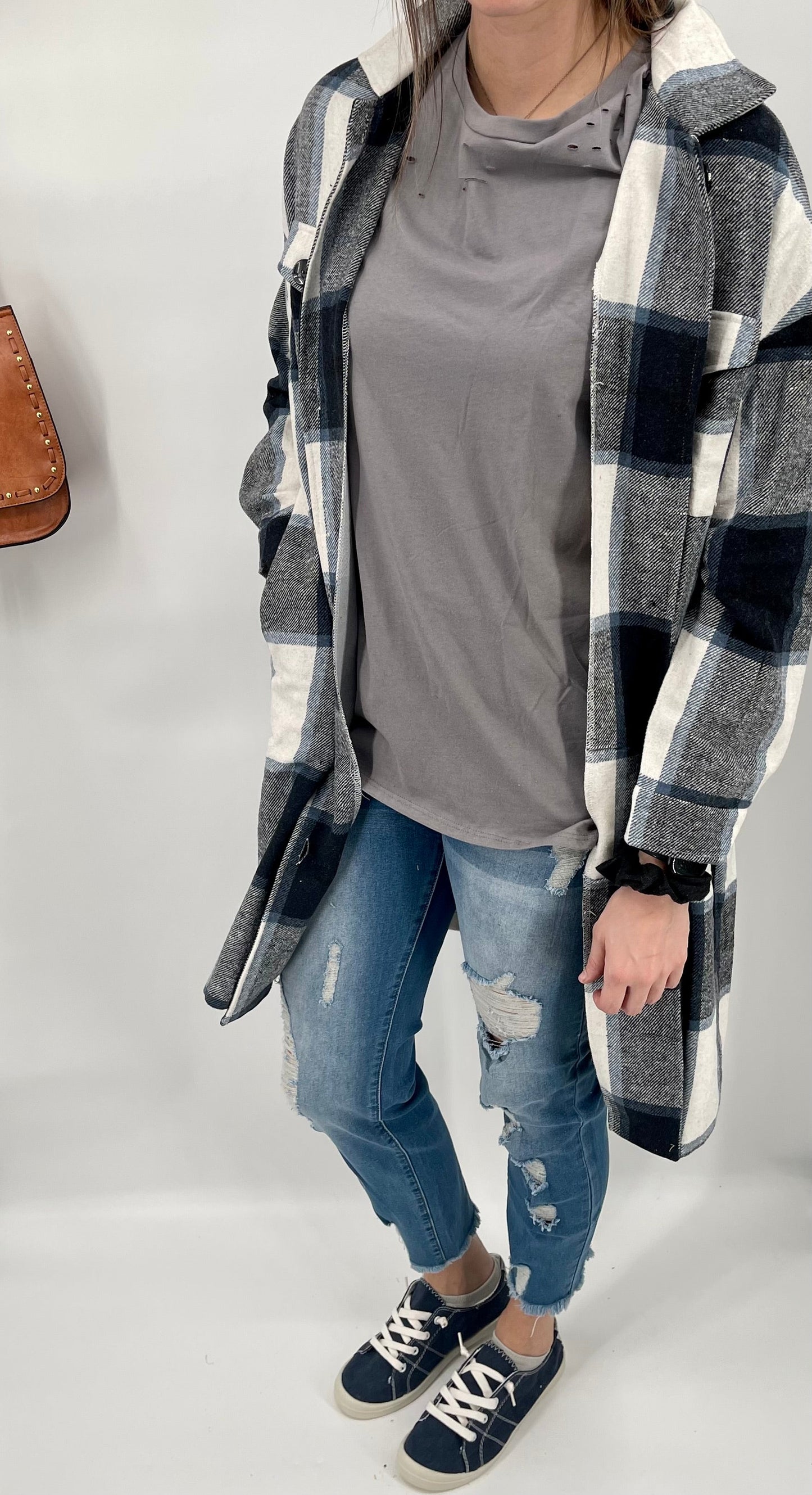 Long Distance, shacket in blue