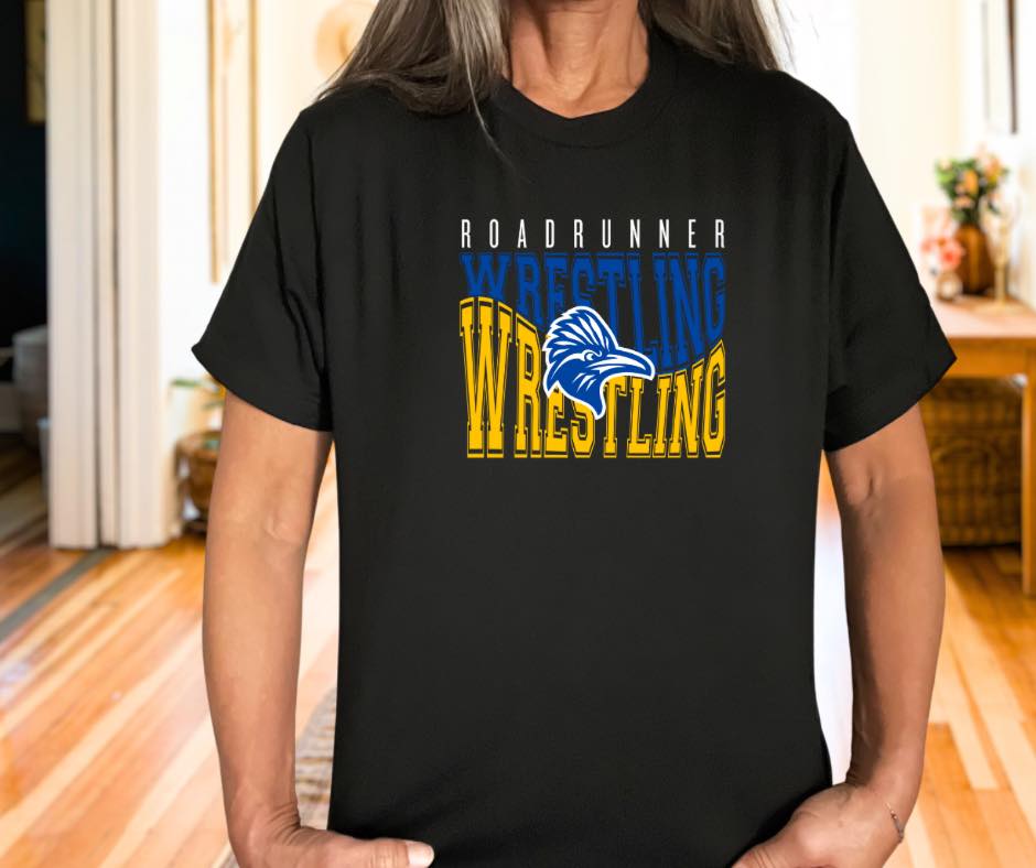 Roadrunner Wrestling, tee in toddler, youth, & adult