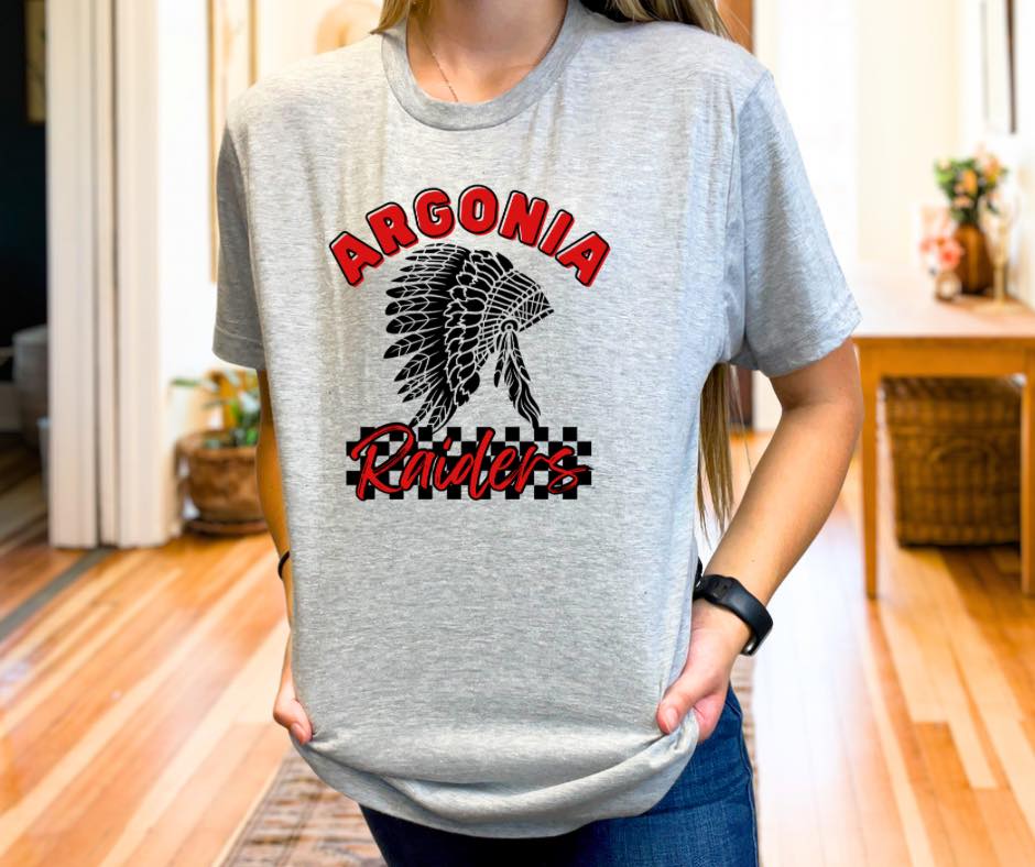 Checkered Raiders, tee in toddler, youth, & adult