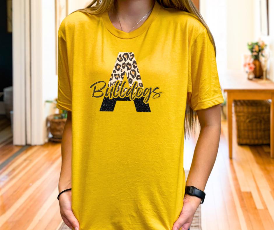 Split A Bulldogs, tee in toddler, youth, & adult