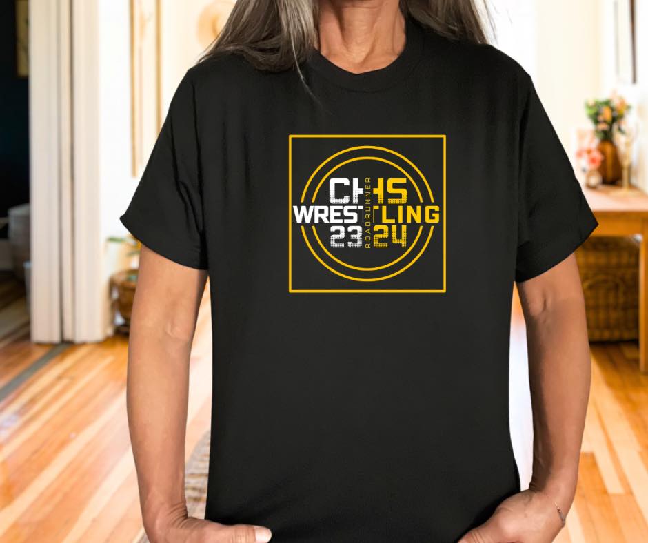 CHS Wrestling, tee in toddler, youth, & adult