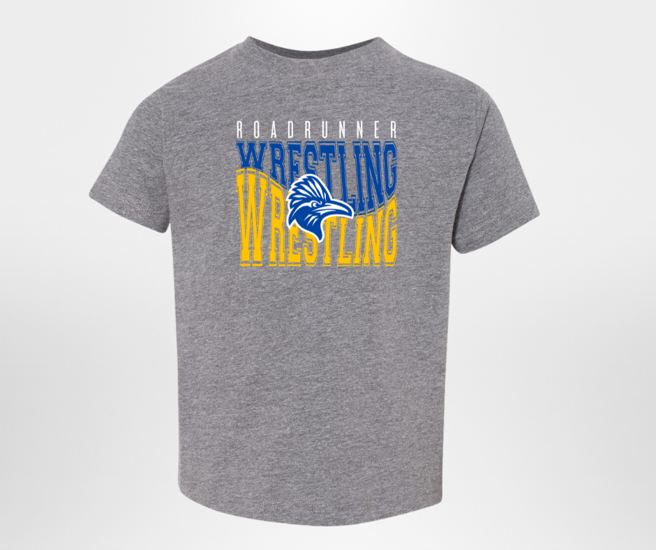 Roadrunner Wrestling, tee in toddler, youth, & adult