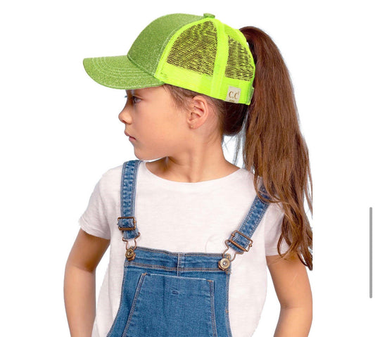 Youth, glitter pony tail hat